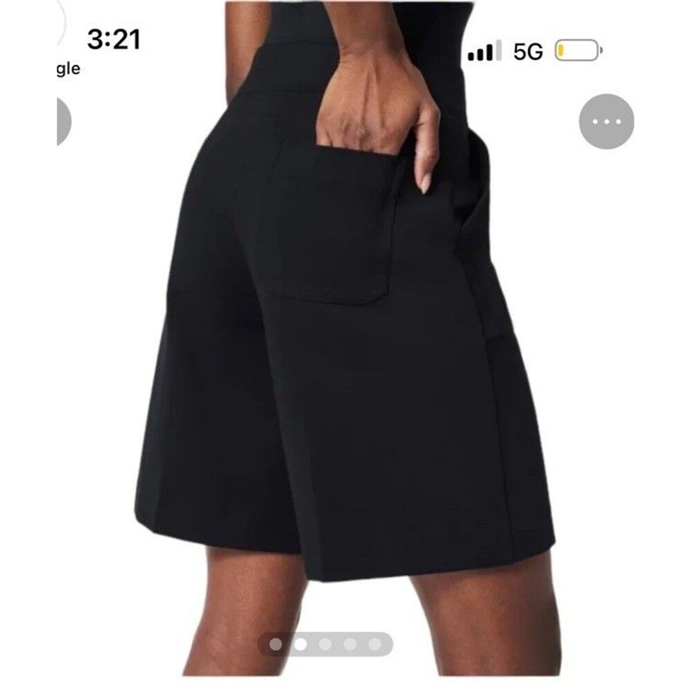 Spanx Women  Classic Black Ponte Button Tab Pocket Shorts Size Medium ,pull on - Picture 3 of 14